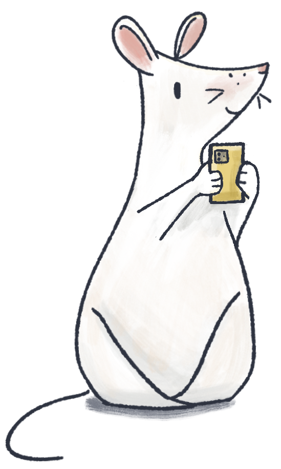 A mouse using a phone