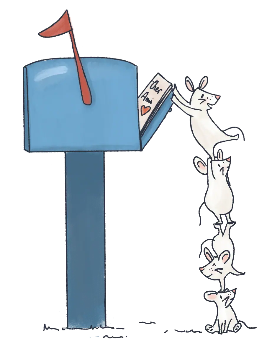 Illustration of mice checking a mailbox